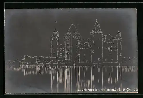 AK Muiderslot, Illuminatie 31 Aug. 1905