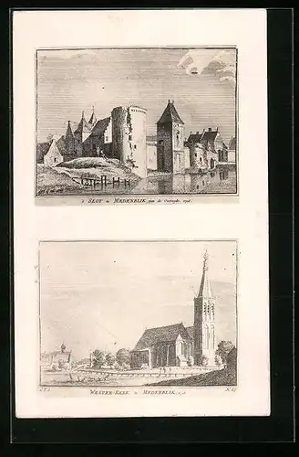 Künstler-AK Medenblik, Slot en Westerkerk 1726