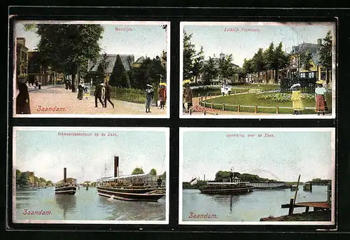 AK Zaandam, Westzijde, Zuiddijk Plantsoen, Sporburg over de Zaan