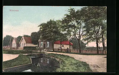 AK Westzaan, Ortspartie mit Wohnhäusern