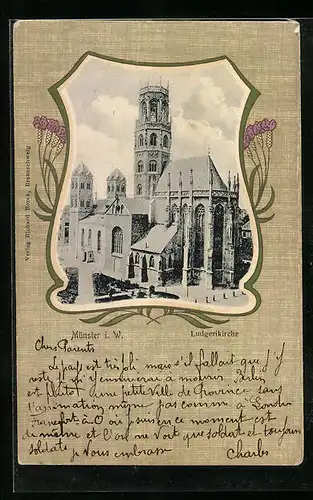 Künstler-AK Münster i. W., Ludgerikirche