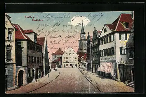 AK Fürth i. B., Marktplatz mit Kirche