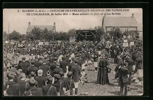 AK Salbris, Concours de Gymnastique 1914, Messe militaire en plein air