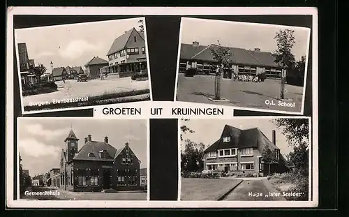 AK Kruiningen, Burgem. Elenbaasstraat, O. L. School, Huize Inter Scaldes