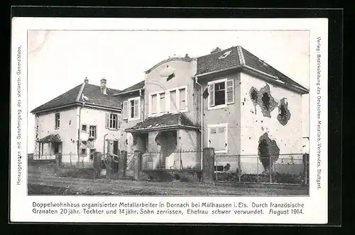AK Mülhausen i. Els., Doppelwohnhaus organisierter Metallarbeiter in Dornach