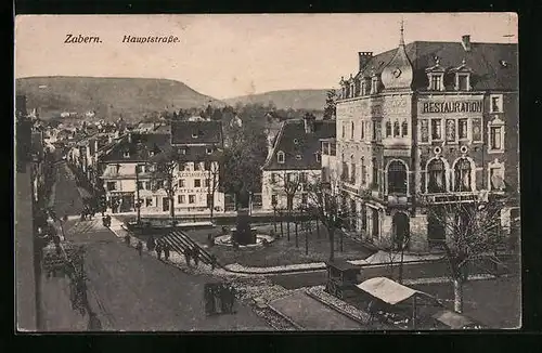 AK Zabern, Hauptstrasse mit Cafe Central
