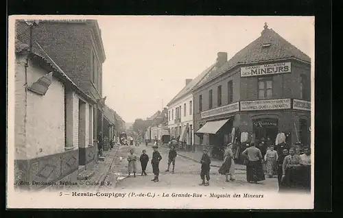 AK Hersin-Coupigny, La Grande-Rue - Magasin des Mineurs