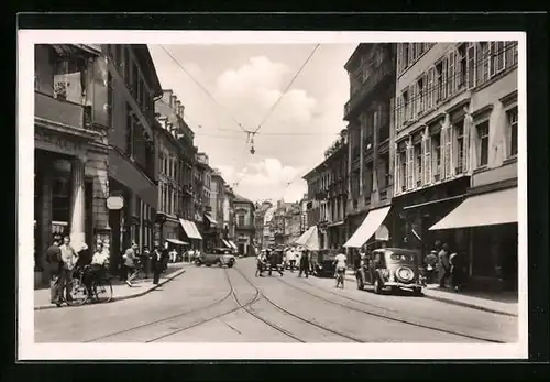 AK Mülhausen, Wildemannstrasse mit Automobilen