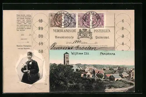AK Wijkaan Zee, Panorama, Nederlandsche Posterijen, Binnenlandsche Postwissel, Postbote mit Brief