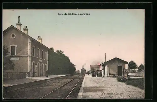 AK St-Denis-Jargeau, Gare, Bahnhof mit Zug