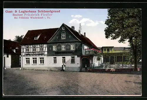 AK Fröhliche Wiederkunft /Thür., Gasthaus Schüsselgrund von Friedrich Fiedler