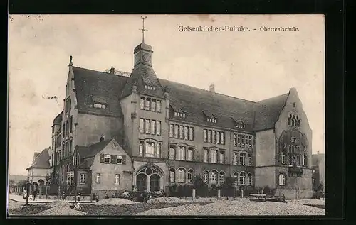 AK Gelsenkirchen-Bulmke, Oberrealschule von der Strasse gesehen
