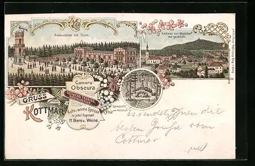 Lithographie Eibau, Gasthaus Kottmar, Spreequelle