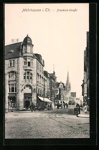 AK Mühlhausen /Thür., Friedrich-Strasse mit Warenhaus Eckmann