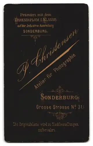 Fotografie P. Christensen, Sonderburg, Grosse Str. 31, Elegant gekleideter Herr mit Schnauzbart