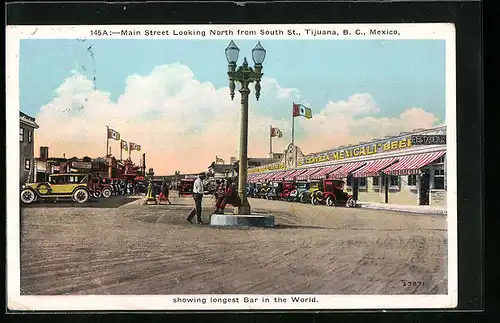AK Tijuana, Main Street Looking North from South St., longest Bar in the world