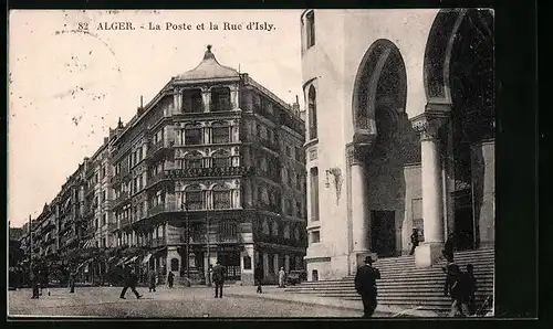 AK Alger, La Poste et la Rue d`Isy