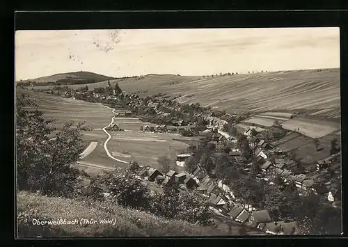 AK Oberweissbach im Thür. Wald, Talpanorama mit der Ortschaft