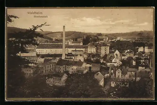 AK Waldheim, Totalansicht mit der Strafanstalt