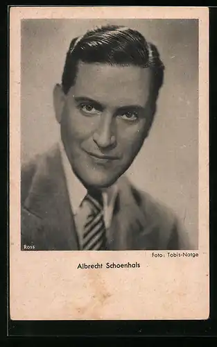 AK Schauspieler Albrecht Schoenhals im Anzug mit gestreifter Krawatte