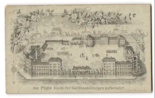 Fotografie Aug. Müller, Altona, Holstenstr. 117, Ansicht Hamburg-Altona, Kaserne des Infanterie Regiments Nr. 31 Batl. 2