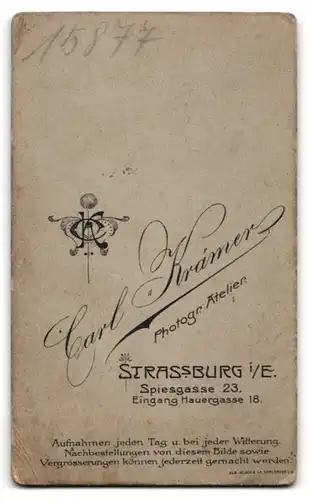 Fotografie Carl Krämer, Strassburg, Spiesgasse 23, Junger Soldat in Uniform mit Schützenschnur und Portepee