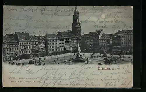 Mondschein-AK Dresden, Altmarkt, Marien-Apotheke