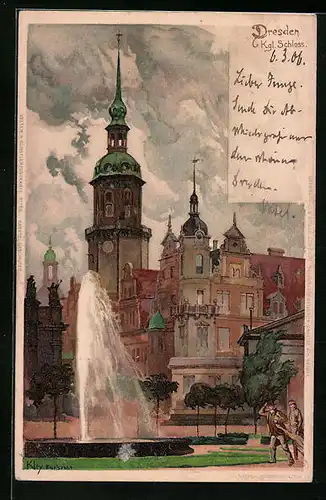 Lithographie Dresden, Am Kgl. Schloss