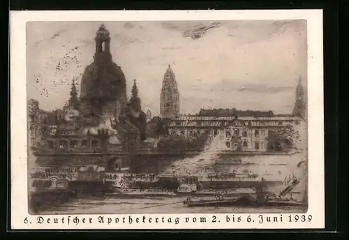 Künstler-AK Dresden, 6. Deutscher Apothekertag 1939, Schloss-Silhouette