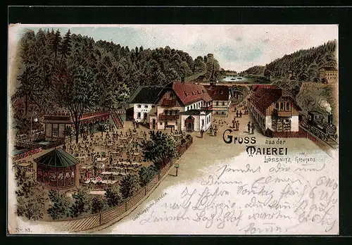 Lithographie Lössnitz, Gasthaus Meierei im Grunde