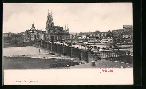 AK Dresden, Teilansicht mit Brücke