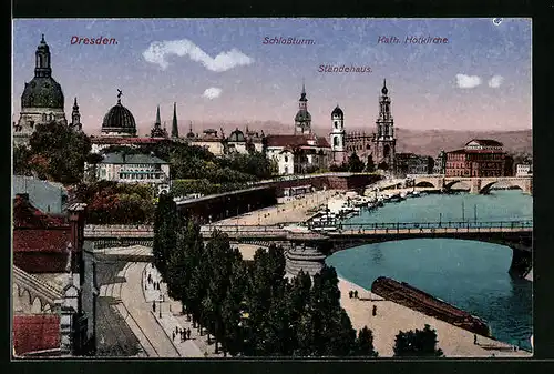 AK Dresden, Blick auf Elbe und Altstadt