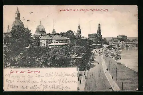 AK Dresden, Belvedere und Landeplatz aus der Vogelschau