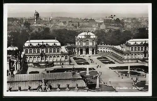 AK Dresden, Zwinger mit Anlagen aus der Vogelschau