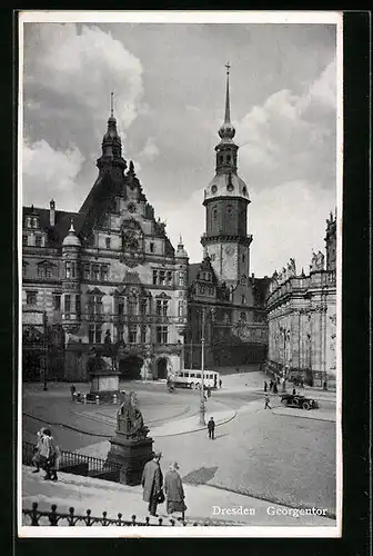 AK Dresden, Georgentor mit Omnibus