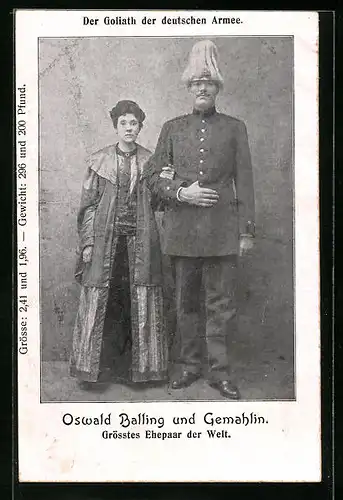 AK Oswald Balling und Gemahlin, grösstes Ehepaar der Welt