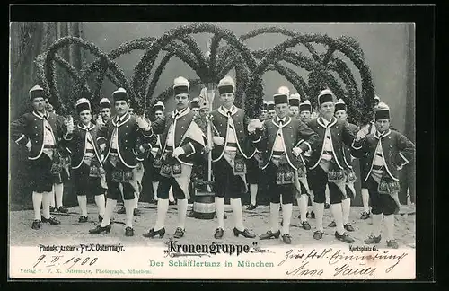 AK München, Kronengruppe - Der Schäfflertanz