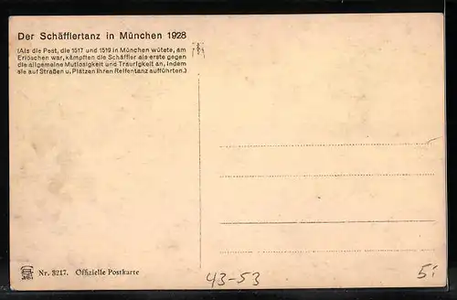 AK München, Schäfflertanz - Reifschwung-Gruppe 1928