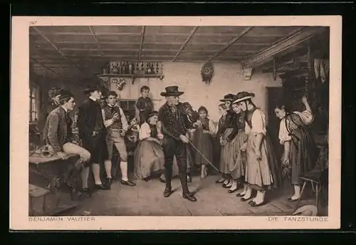 Künstler-AK Die Tanzstunde von Benjamin Vautier