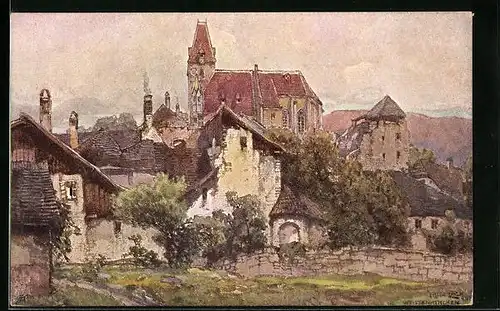 Künstler-AK Fritz Lach: Weissenkirchen, Nibelungenweg