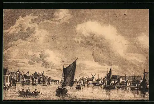 Künstler-AK Zaandam, De Achterzaan in 1709
