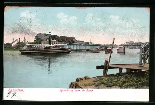 AK Zaandam, Spoorbrug over de Zaan