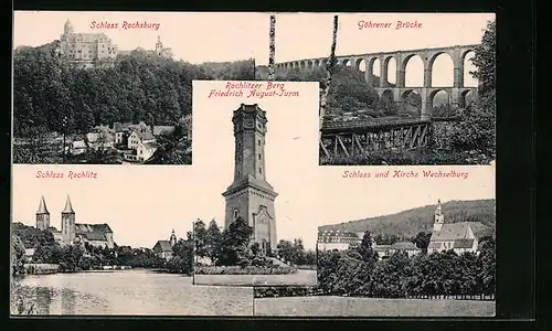 AK Rochlitz, Schloss, Ansichten aus Rochsburg, Wechselburg, Göhren