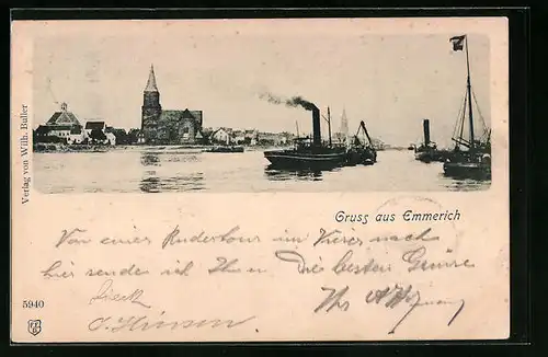 AK Emmerich, Boote vor dem Hafen