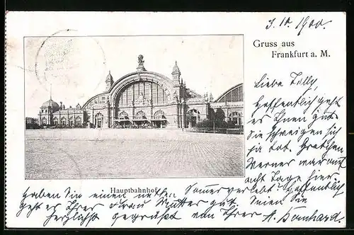 AK Frankfurt a. M., Strassenpartie mit Hauptbahnhof