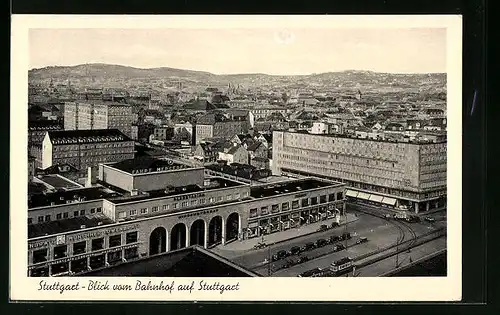 AK Stuttgart, Blick vom Bahnhof auf die Stadt