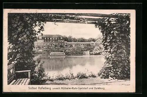 AK Raffelberg b. Speldorf, Durchblick auf Fluss und Häuser