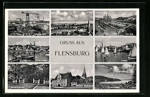 AK Flensburg, Hafen, Marienhölzung und Wassersleben