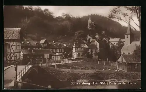 AK Schwarzburg /Thür. Wald, Partie an der Kirche