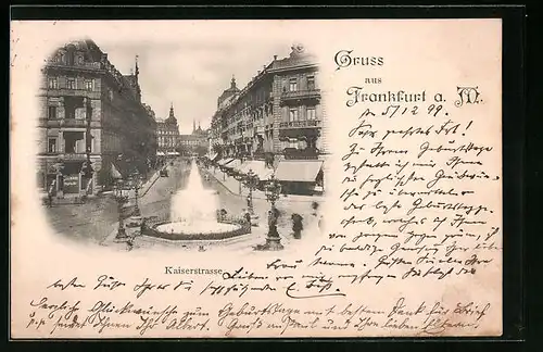 AK Frankfurt /Main, Kaiserstrasse mit Brunnen